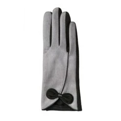 Women’s Touchscreen Velour-Lined Faux Suede Gloves With Contrast Trim And Bow -Dents Luxury Accessories Sales 6 4278 Dove Grey 2