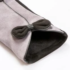 Women’s Touchscreen Velour-Lined Faux Suede Gloves With Contrast Trim And Bow -Dents Luxury Accessories Sales 6 4278 Dove Grey 8