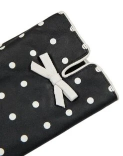 Women's Silk-Lined Leather Gloves With Polka Dot Design -Dents Luxury Accessories Sales 7 0018 navy white 2