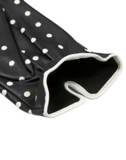 Women's Silk-Lined Leather Gloves With Polka Dot Design -Dents Luxury Accessories Sales 7 0018 navy white 3