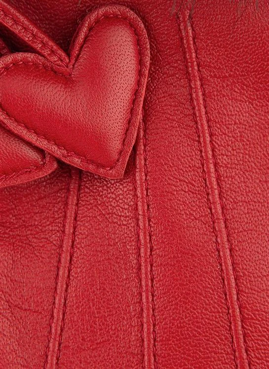 Women's Three-Point Wool-Lined Leather Gloves With Hearts And Faux Fur Cuffs 2 Women's Three-Point Wool-Lined Leather Gloves With Hearts And Faux Fur Cuffs - Image 2
