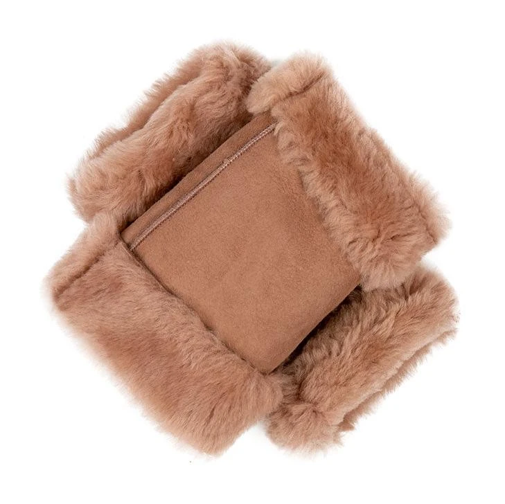 Women's Fingerless Sheepskin Mittens 3 Women's Fingerless Sheepskin Mittens - Image 3