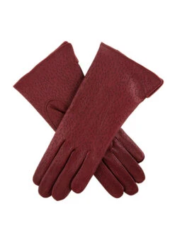 Women's Three-Point Lined Imitation Peccary Leather Gloves -Dents Luxury Accessories Sales 7 1109 claret