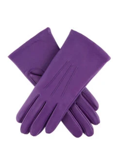 Women's Three-Point Lined Leather Gloves -Dents Luxury Accessories Sales 7 1125 amethyst