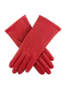Women's Three-Point Lined Leather Gloves