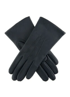 Women's Three-Point Lined Leather Gloves -Dents Luxury Accessories Sales 7 1125 navy