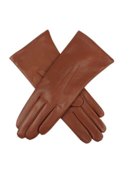 Women’s Touchscreen Three-Point Cashmere-Lined Leather Gloves -Dents Luxury Accessories Sales 7 1132Cognac