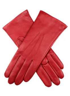 Women's Three-Point Cashmere-Lined Leather Gloves -Dents Luxury Accessories Sales 7 1134 Berry