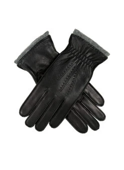 Women’s Three-Point Cashmere-Lined Deerskin Leather Gloves With Cashmere Cuffs -Dents Luxury Accessories Sales 7 1137 Black