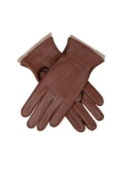 Women’s Three-Point Cashmere-Lined Deerskin Leather Gloves With Cashmere Cuffs