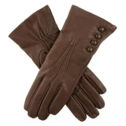 Women’s Touchscreen Three-Point Cashmere-Lined Leather Gloves With Buttons -Dents Luxury Accessories Sales 7 2060 Mocca 4516a807 5087 4e0c a671 5bb7219562c0