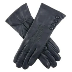 Women’s Touchscreen Three-Point Cashmere-Lined Leather Gloves With Buttons -Dents Luxury Accessories Sales 7 2060 Navy e074d197 c22c 4241 92f2 bdaf8fba9e1b
