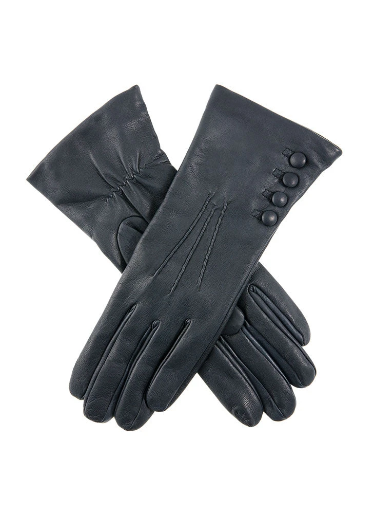 Women's Three-Point Cashmere-Lined Leather Gloves With Buttons 5 Women's Three-Point Cashmere-Lined Leather Gloves With Buttons - Image 5