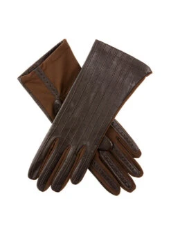 Women's Half Silk-Lined Leather And Elastane Gloves -Dents Luxury Accessories Sales 7 2152 mocca 729d0c96 c6f3 4ddb 838f 2dae56e63a64