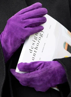 Women's Lined Suede Gloves -Dents Luxury Accessories Sales 7 2317 amethyst