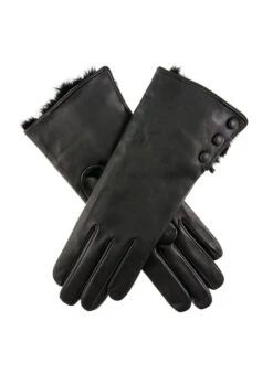 Women's Wool-Lined Leather Gloves With Fur Cuffs 14 Women's Wool-Lined Leather Gloves With Fur Cuffs -Dents Luxury Accessories Sales 7 2334 black