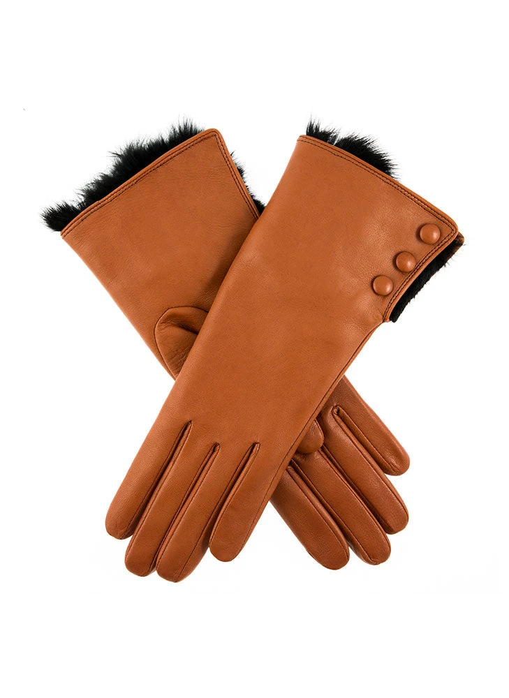 Women's Wool-Lined Leather Gloves With Fur Cuffs 1 Women's Wool-Lined Leather Gloves With Fur Cuffs