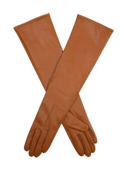 Women's Single-Point Long Above-Elbow Lined Leather Gloves -Dents Luxury Accessories Sales 7 2460 Cognac