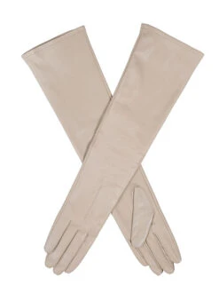 Women's Single-Point Long Above-Elbow Lined Leather Gloves -Dents Luxury Accessories Sales 7 2460 Ivory