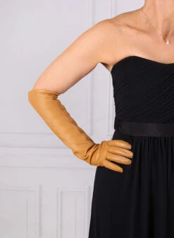 Women's Single-Point Long Above-Elbow Lined Leather Gloves -Dents Luxury Accessories Sales 7 2460 saddle a6fb5bcd 65fe 481d b0b2 484661656883