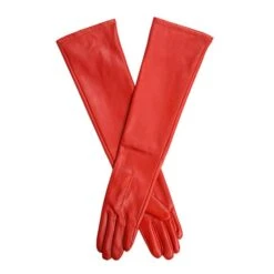 Women's Single-Point Long Above-Elbow Lined Leather Gloves -Dents Luxury Accessories Sales 7 2460Chilli