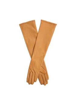 Women's Single-Point Long Above-Elbow Lined Leather Gloves -Dents Luxury Accessories Sales 7 2460Saddle