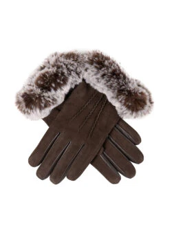 Women’s Water-Resistant Three-Point Faux Fur-Lined Nubuck Leather Gloves With Faux Fur Cuffs 6 Women’s Water-Resistant Three-Point Faux Fur-Lined Nubuck Leather Gloves With Faux Fur Cuffs -Dents Luxury Accessories Sales 7 5018 Mocca