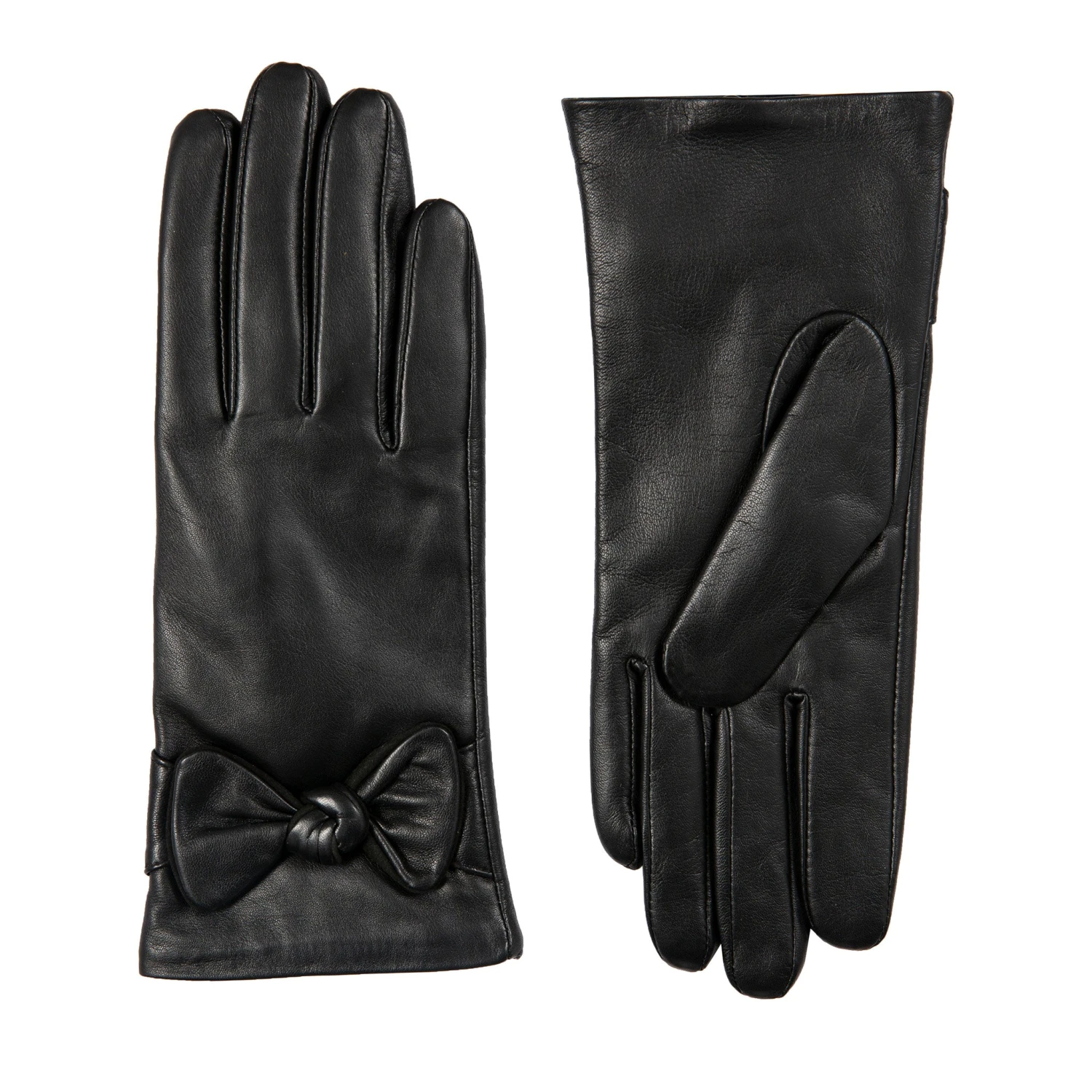 Women’s Touchscreen Wool-Lined Leather Gloves With Bow 9 Women’s Touchscreen Wool-Lined Leather Gloves With Bow - Image 9