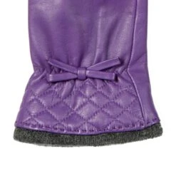 Women’s Wool-Lined Leather Gloves With Quilted Cuffs And Bow 37 Women’s Wool-Lined Leather Gloves With Quilted Cuffs And Bow -Dents Luxury Accessories Sales 7 5021 Amethyst 4