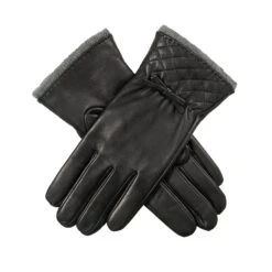 Women’s Wool-Lined Leather Gloves With Quilted Cuffs And Bow