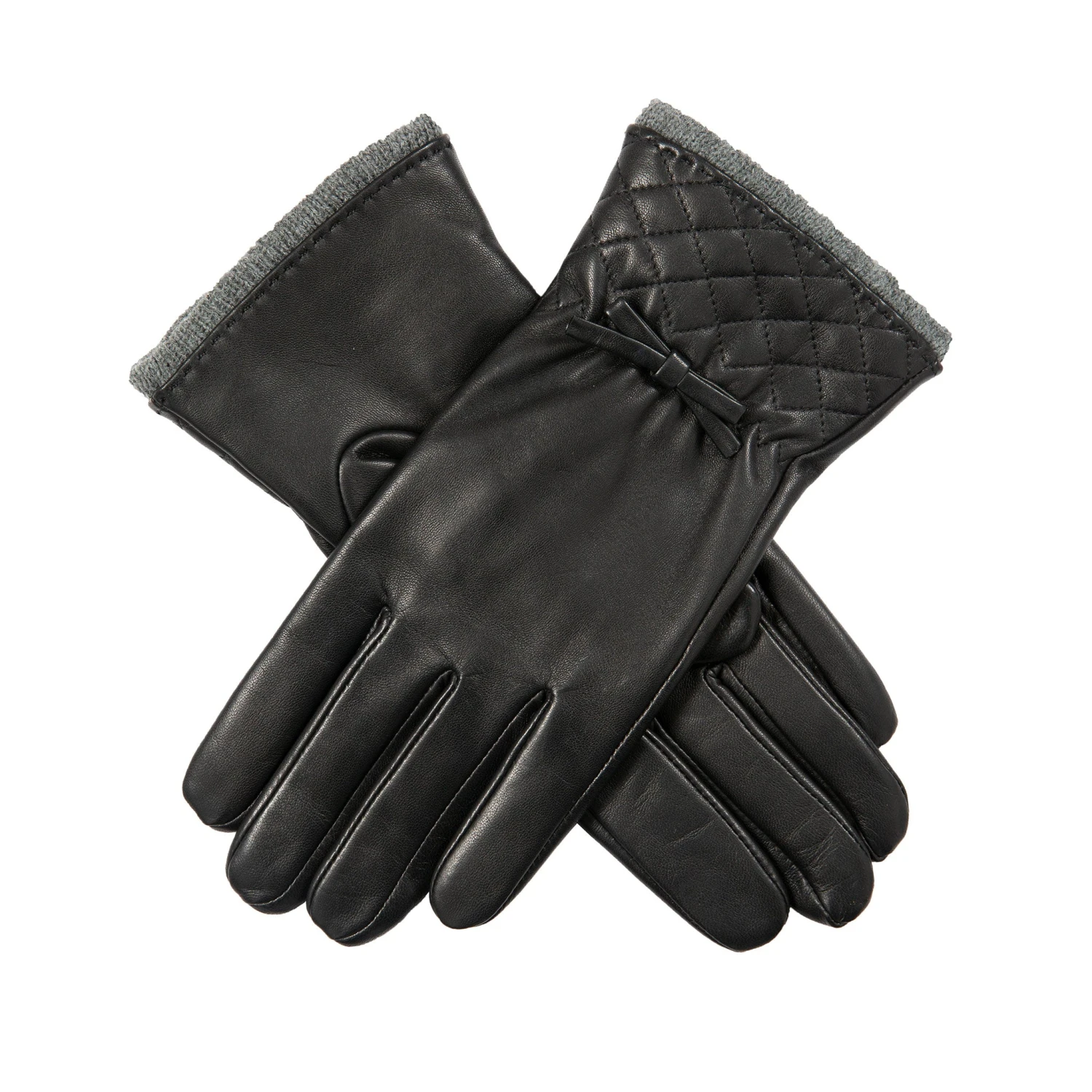 Women’s Wool-Lined Leather Gloves With Quilted Cuffs And Bow 1 Women’s Wool-Lined Leather Gloves With Quilted Cuffs And Bow