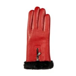 Women’s Touchscreen Faux Fur-Lined Leather Gloves With Zip -Dents Luxury Accessories Sales 7 5022 Berry 2
