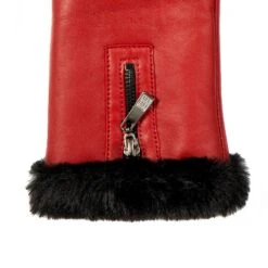 Women’s Touchscreen Faux Fur-Lined Leather Gloves With Zip -Dents Luxury Accessories Sales 7 5022 Berry 4