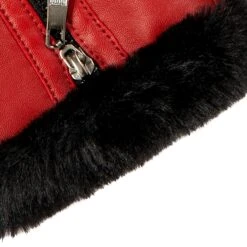 Women’s Touchscreen Faux Fur-Lined Leather Gloves With Zip -Dents Luxury Accessories Sales 7 5022 Berry 9
