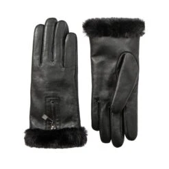 Women’s Touchscreen Faux Fur-Lined Leather Gloves With Zip -Dents Luxury Accessories Sales 7 5022 Black 1 1f31af20 9554 4673 9d79 b5a73cc2e825