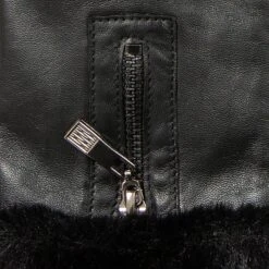 Women’s Touchscreen Faux Fur-Lined Leather Gloves With Zip -Dents Luxury Accessories Sales 7 5022 Black 7