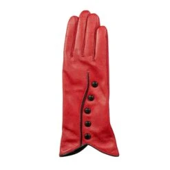 Women’s Wool-Lined Leather Gloves With Buttons And Piping -Dents Luxury Accessories Sales 7 5023 Berry 2