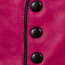 Women’s Wool-Lined Leather Gloves With Buttons And Piping -Dents Luxury Accessories Sales 7 5023 Fuchsia Black 7