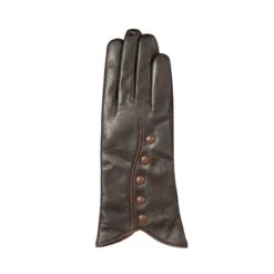 Women’s Wool-Lined Leather Gloves With Buttons And Piping -Dents Luxury Accessories Sales 7 5023 Mocca 2