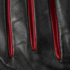 Women’s Single-Point Lined Leather Gloves With Colour Contrast Details -Dents Luxury Accessories Sales 7 5024 Black Berry 6
