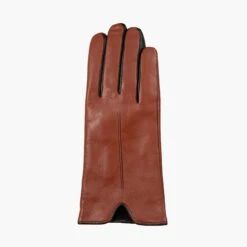 Women’s Single-Point Lined Leather Gloves With Colour Contrast Details -Dents Luxury Accessories Sales 7 5024 Cognac Black 2