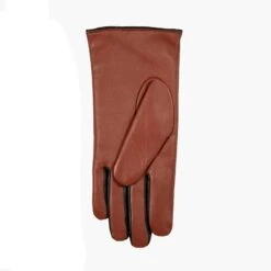 Women’s Single-Point Lined Leather Gloves With Colour Contrast Details -Dents Luxury Accessories Sales 7 5024 Cognac Black 3