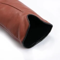 Women’s Single-Point Lined Leather Gloves With Colour Contrast Details -Dents Luxury Accessories Sales 7 5024 Cognac Black 8