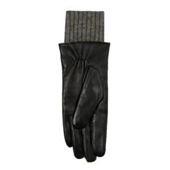 Women’s Three-Point Wool Blend-Lined Leather Gloves With Knitted Cuffs -Dents Luxury Accessories Sales 7 5025 Black Charcoal 3