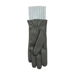Women’s Three-Point Wool Blend-Lined Leather Gloves With Knitted Cuffs -Dents Luxury Accessories Sales 7 5025 Charcoal 3