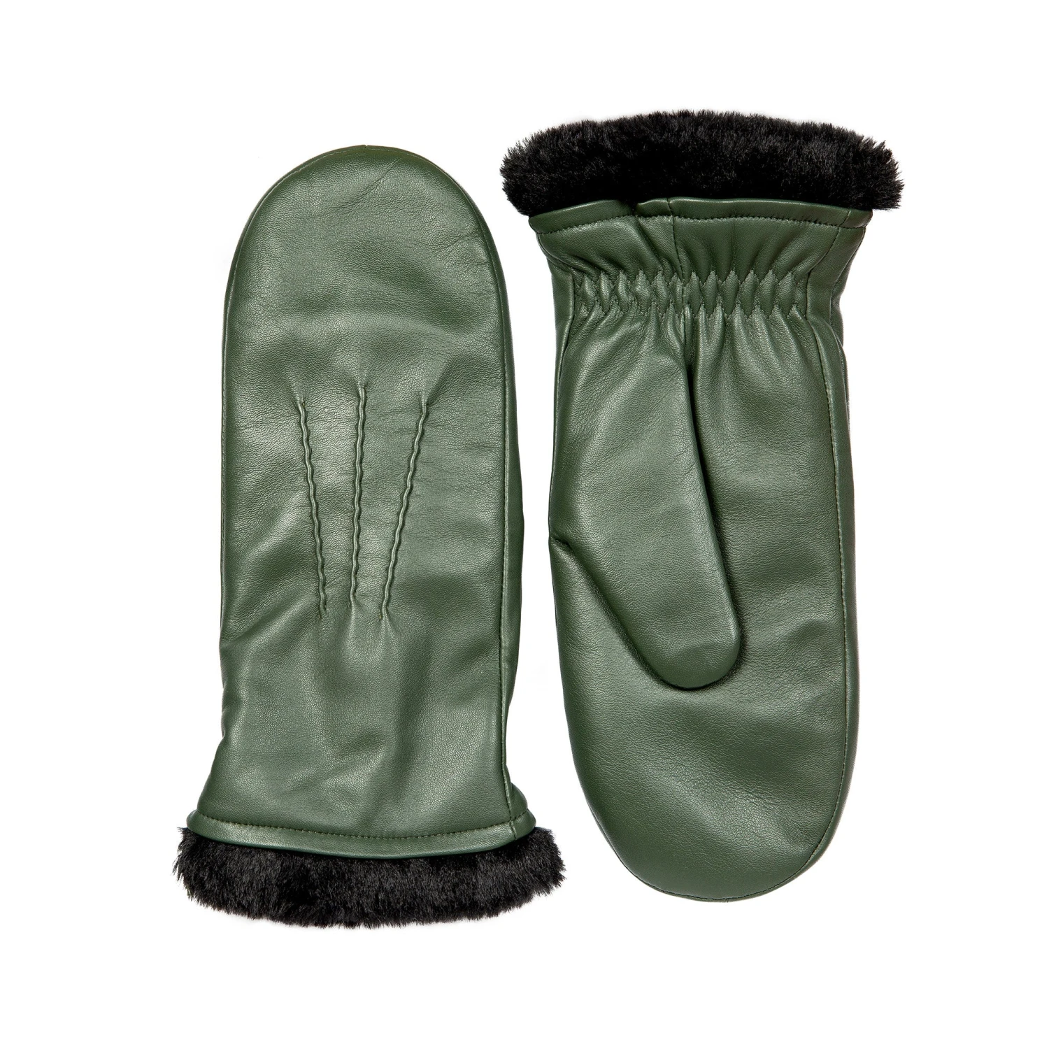 Women’s Three-Point Faux Fur-Lined Leather Mittens 6 Women’s Three-Point Faux Fur-Lined Leather Mittens - Image 6