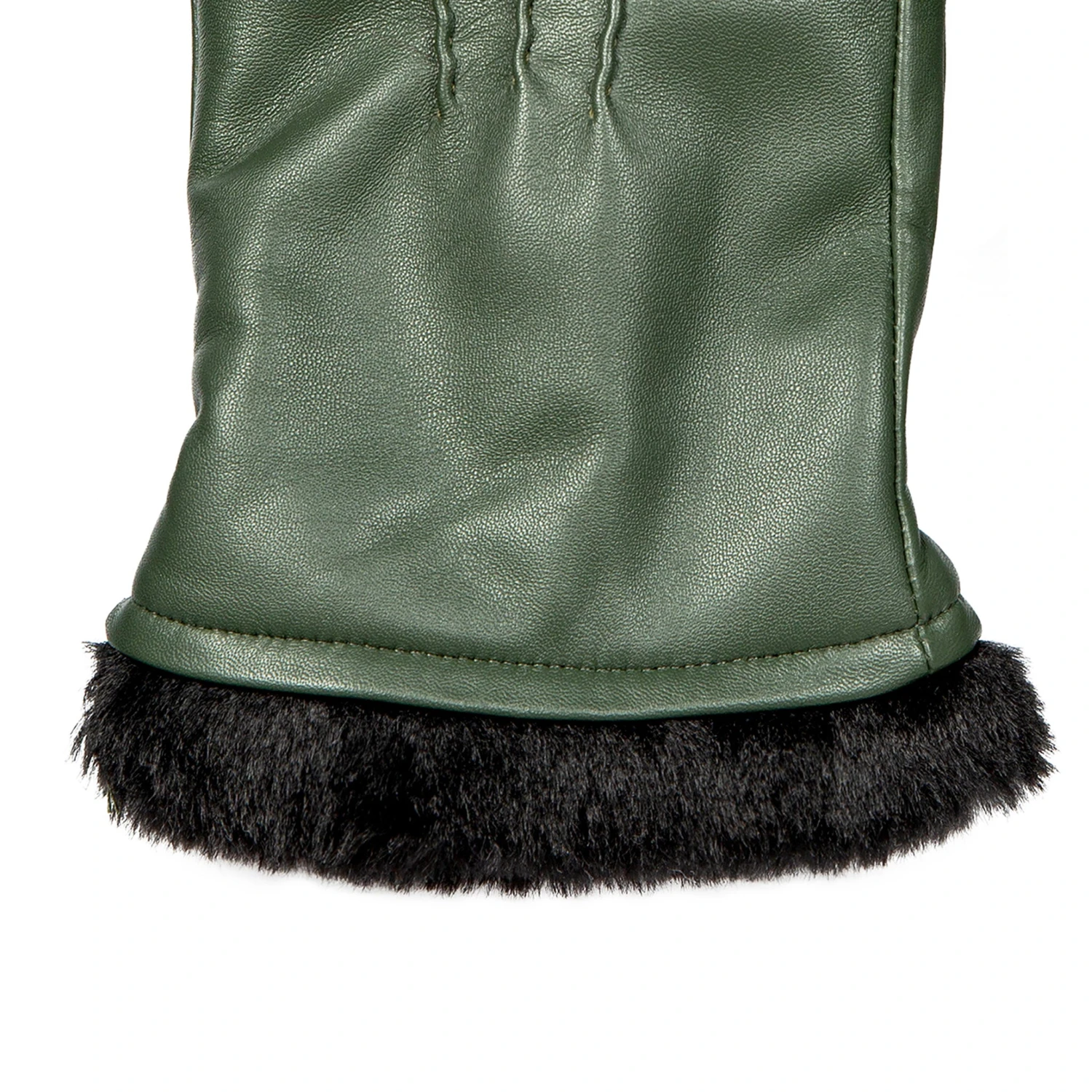 Women’s Three-Point Faux Fur-Lined Leather Mittens 8 Women’s Three-Point Faux Fur-Lined Leather Mittens - Image 8