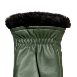 Women’s Three-Point Faux Fur-Lined Leather Mittens 29 Women’s Three-Point Faux Fur-Lined Leather Mittens -Dents Luxury Accessories Sales 7 5026 Sage 5