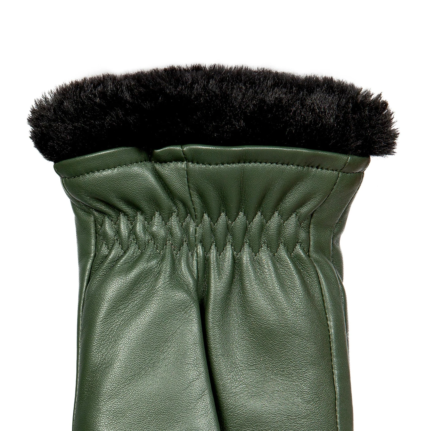 Women’s Three-Point Faux Fur-Lined Leather Mittens 10 Women’s Three-Point Faux Fur-Lined Leather Mittens - Image 10