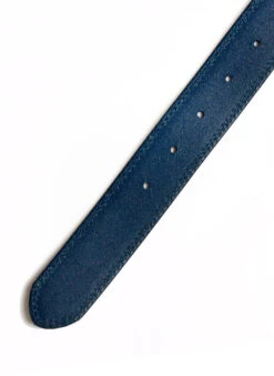 Men's Lined Leather Belt With Contrast Stitching -Dents Luxury Accessories Sales 8 1063BlackRoyalBlueReverse2